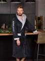 Халат мужской Атлетик с капюш 3XL антрацит (Олигатекс)